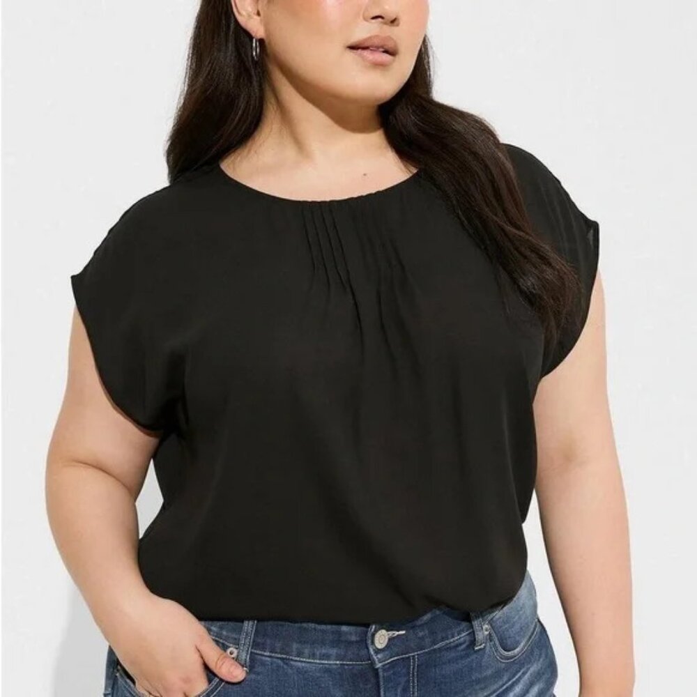 NWT Torrid Georgette Dolman Shirring Tie Detail Crop Blouse I Size 0